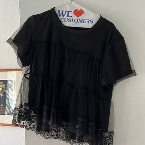 Alice & Olivia black crop top tulle size medium